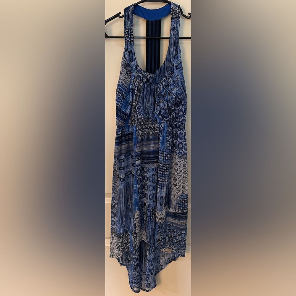 Stilletto's Blue High Low Mini Sleeveless Dress Women's Sz Small